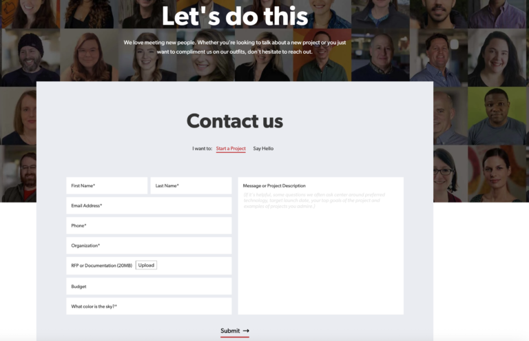 Contact form example
